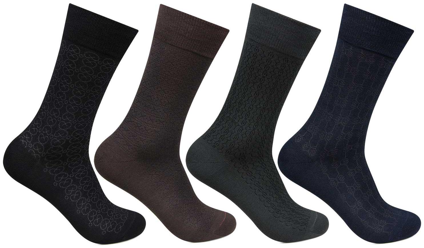 

Bonjour Assorted Cotton Crew length socks ( 4 pairs )