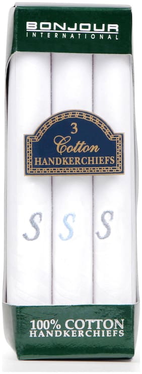 Bonjour White Handkerchief (Pack Of 30)