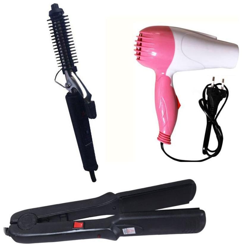 

Branded Combo of Hair Curler 471B straightener 522 and Hair Dryer