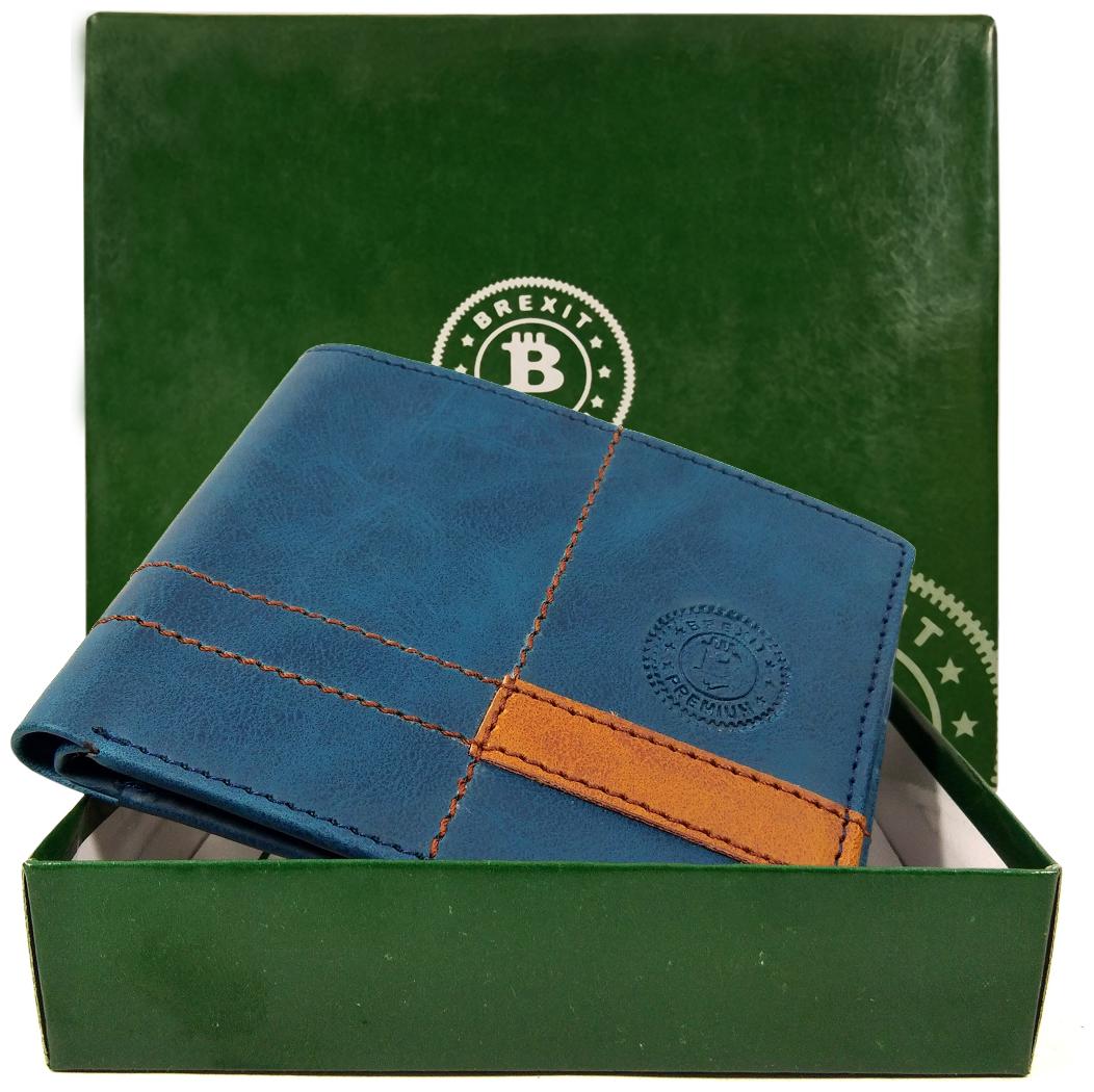 

Brexit Men Blue Leather Bi-Fold Wallet ( Pack of 1 )