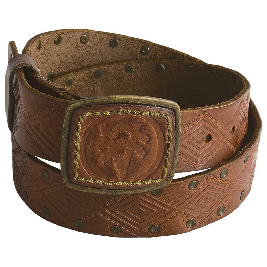 

BROWN Camel Embossed Kurtz Kurt LEATHER BELT Casual JEANS 34 36 38 40 42