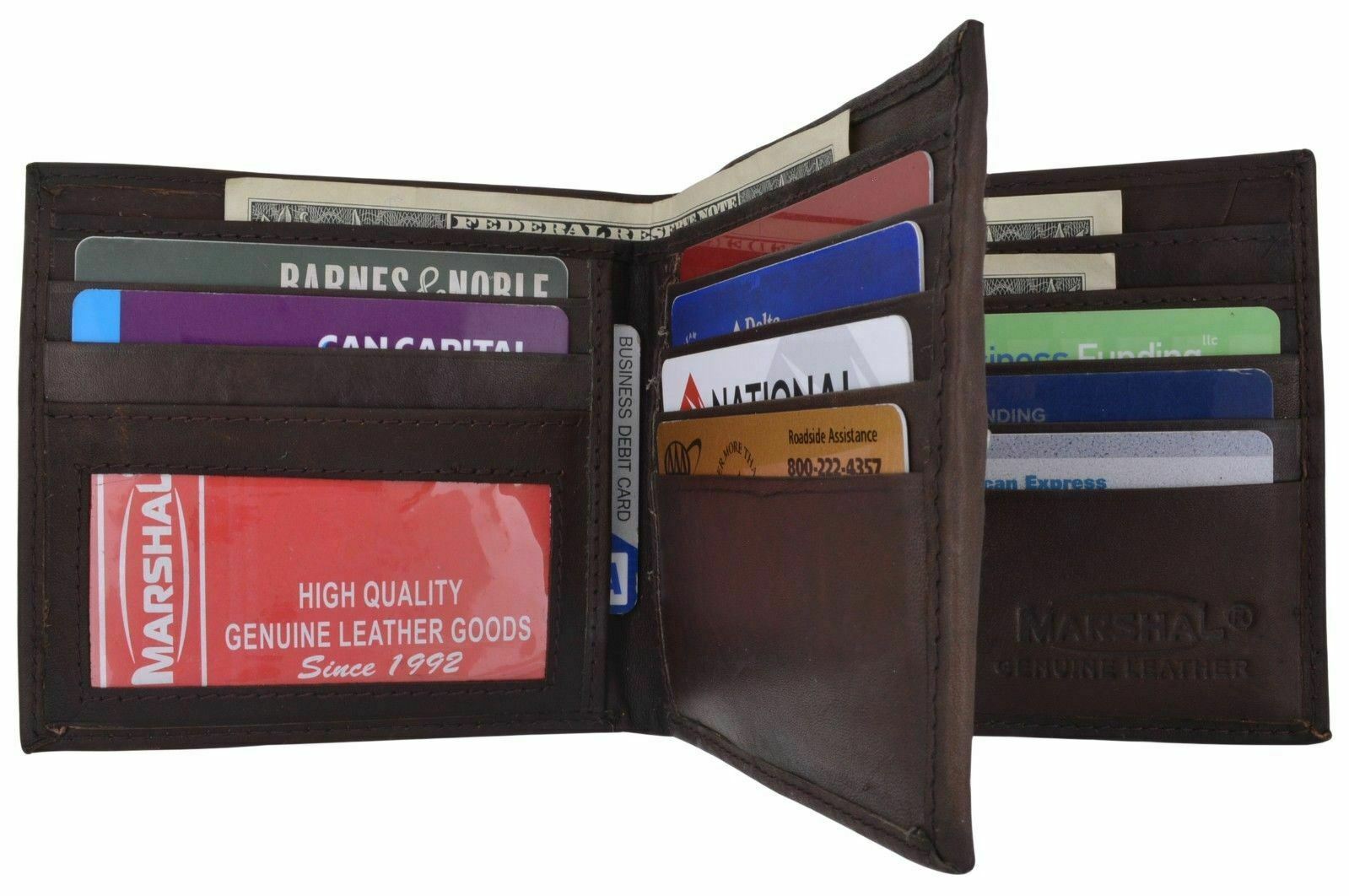 

Brown Hipster Bifold Genuine Leather Multi Card ID Money Holder Men Euro Wallet