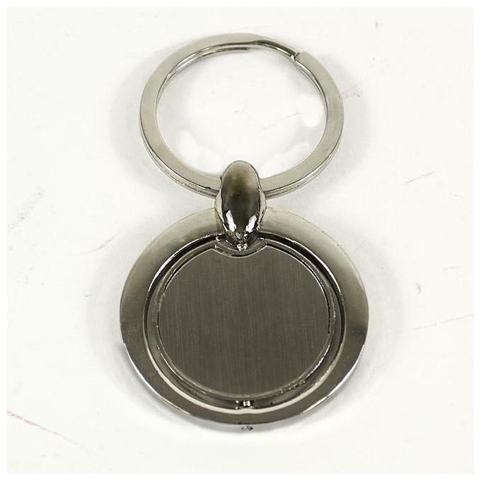 

Brown LEATHER Bi-fold WALLET Silver-tone KEY CHAIN NIB