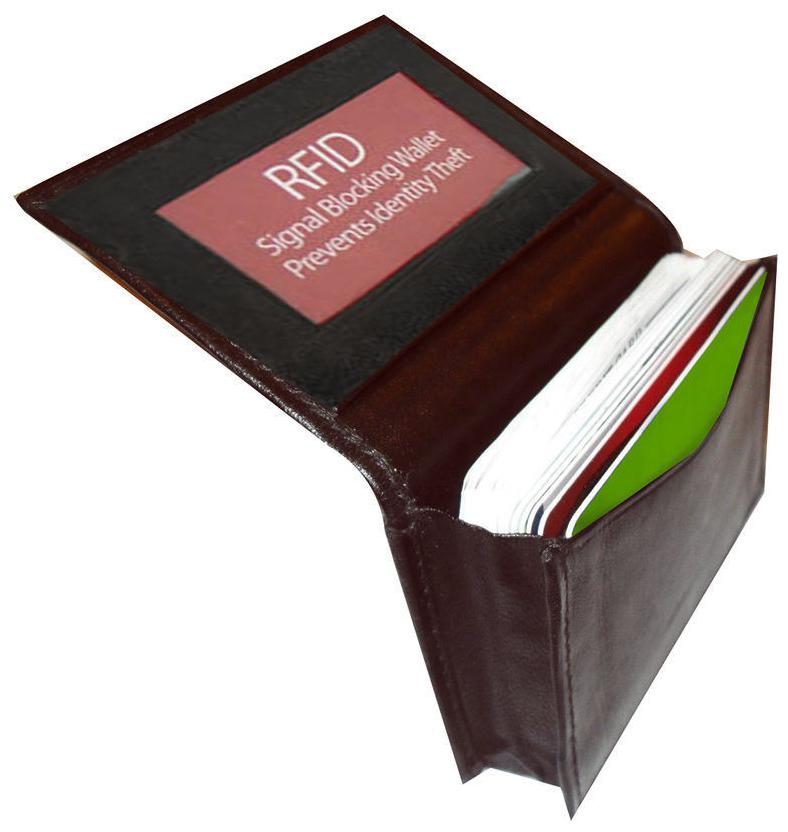 

Brown RFID Blocking Leather Men s Wallet Credit Card ID Business Holder
