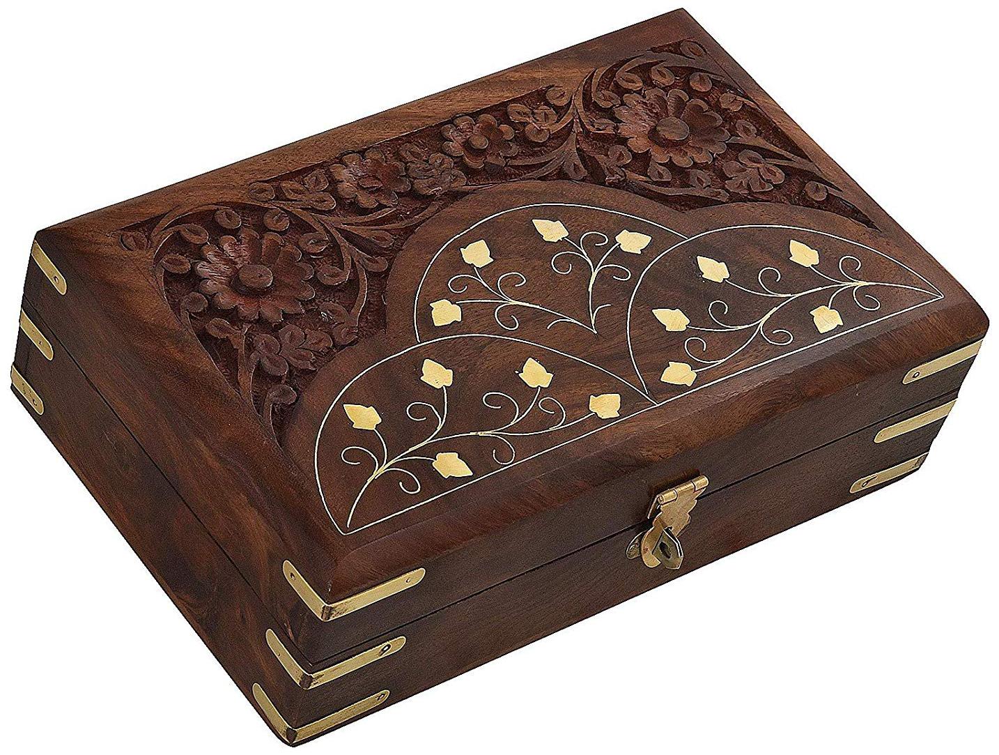

BuyCrafts Full Kashmiri Carvings Design Handmade Wooden Jewellery Box for Women