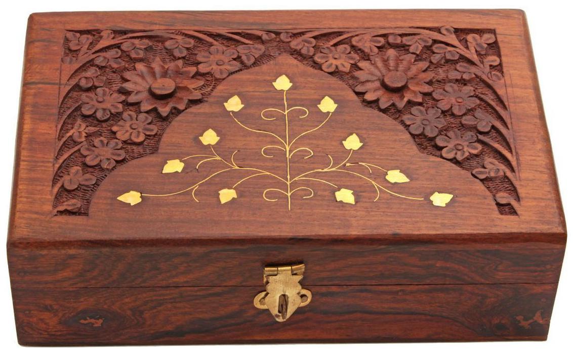 

BuyCrafts Handmade Wooden Jewellery Box for Women Jewel Organizer Hand Carved Carvings Gift Items