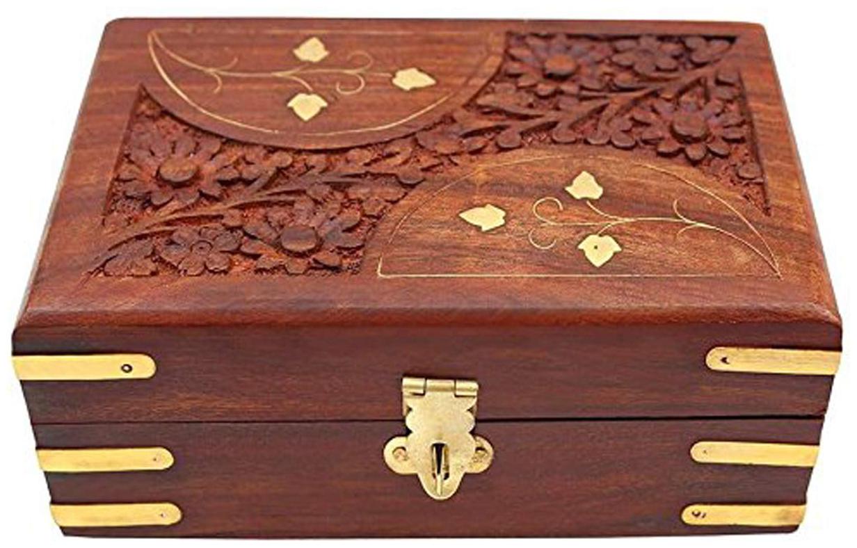 

BuyCrafts Wooden Jewellery Box for Women Jewel Organizer Hand Carved Carvings Gift Items
