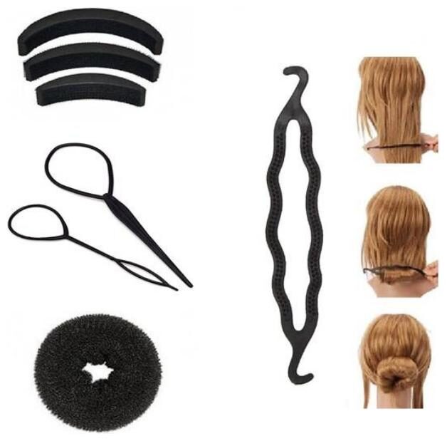 

Chanderkash Pack of 6 Hair Puff Braid Tools Extenshion Donut Maker with Free 1 Plastic Bun Juda Maker