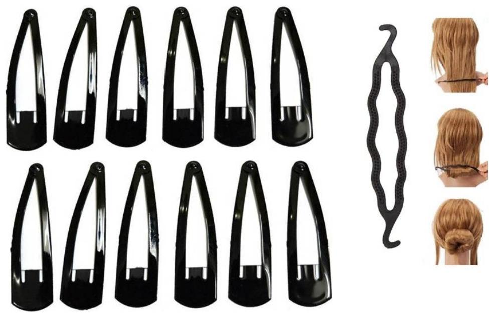

Chanderkash Pack of 12 Big Sizes Metal Hair Tic Tac Clips with Free 1 Plastic Bun Juda Maker