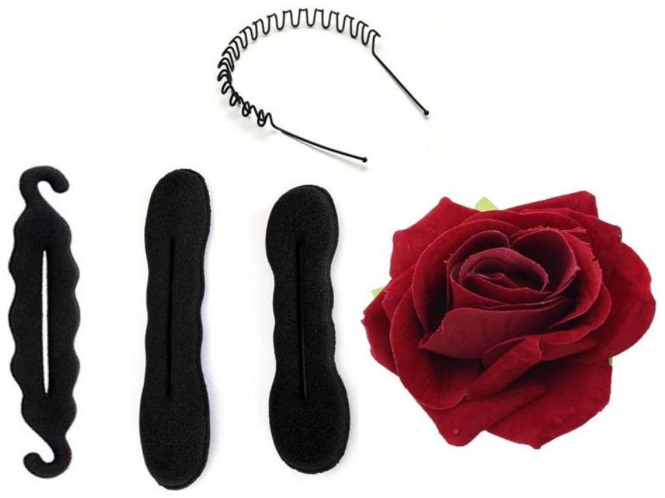 

CKE Set of 4 Hair Accessories for Womens (3 Juda Maker and 1 Rose Clip) with Free Hair Band