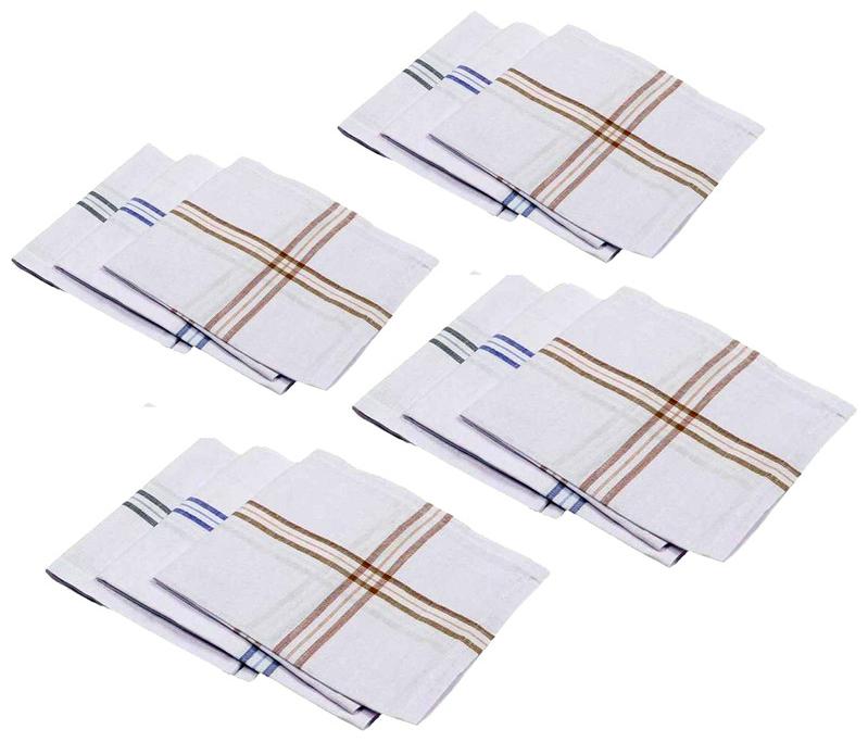 

Clarita Cotton Men s Handkerchief Combo Pack of 12 (White-Colour-Striped)