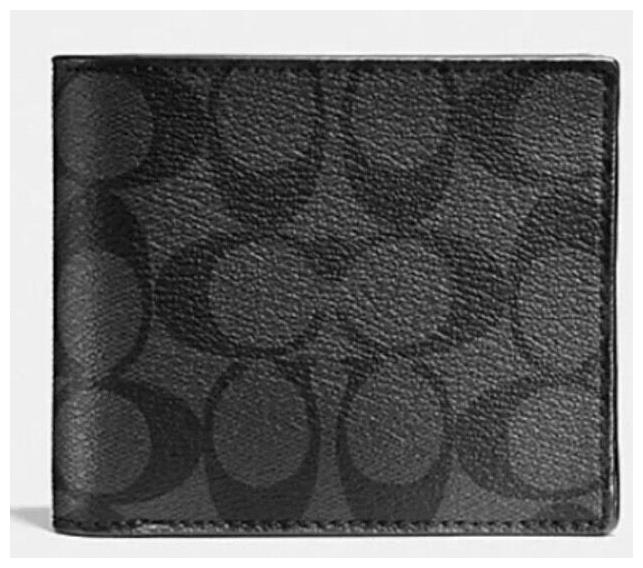 

Coach Authentic Double Billfold Wallet in Signature C Black Coated Canvas NWT