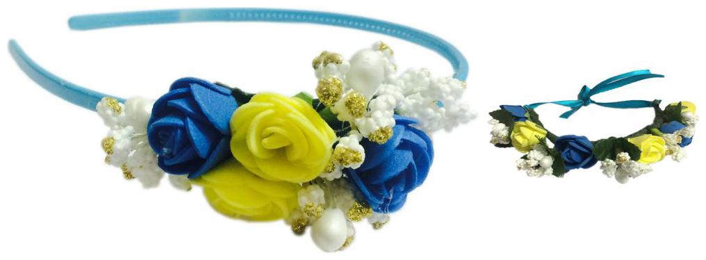 

Combo Of Blue And Yellow Fabric Floral Hairband