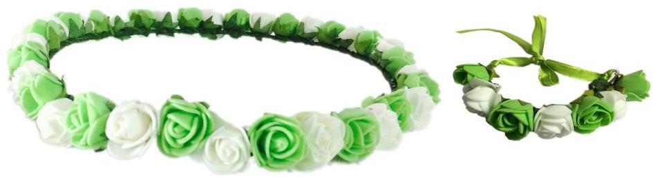 

Combo Of Green And White Fabric Floral Handmade Tiara