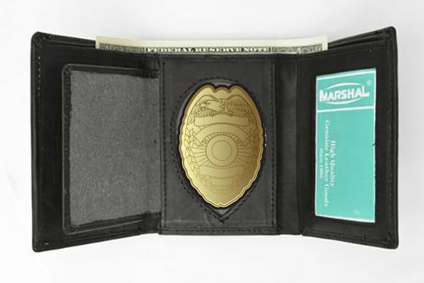 

Concealed Carry Badge Holder Leather Wallet Oval Shield Holder US SELLER