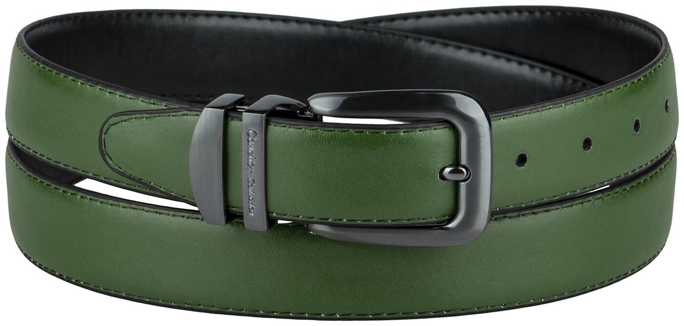 

CONCITOR Reversible Belt Solid Colors Black Bonded Leather Pewter-Tone Buckle