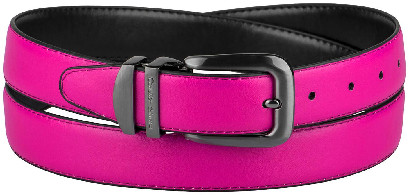 

CONCITOR Reversible Belt Solid Colors Black Bonded Leather Pewter-Tone Buckle