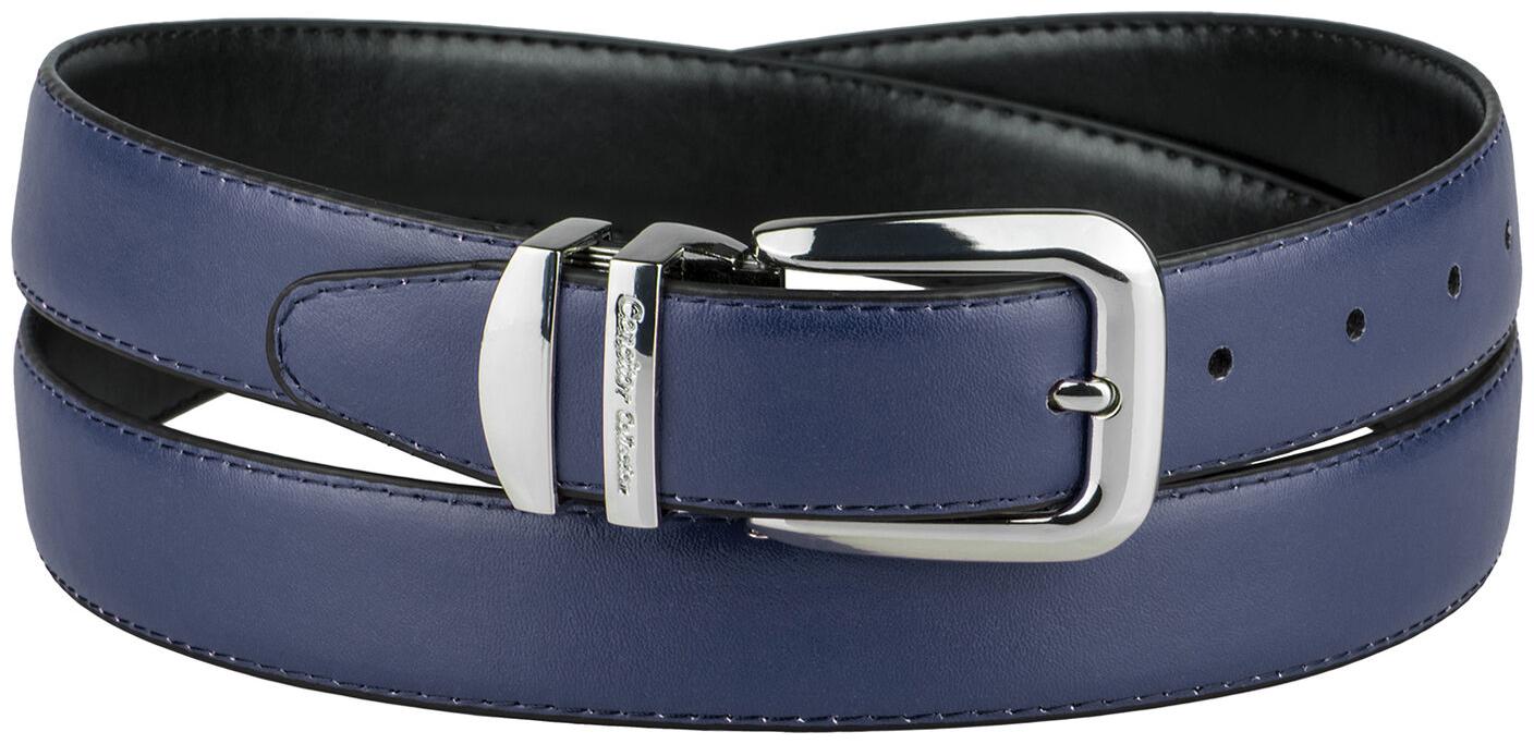 

CONCITOR Reversible Belt Solid Colors Black Bonded Leather Silver-Tone Buckle