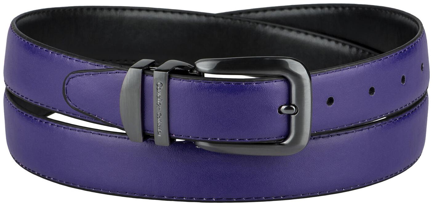

CONCITOR Reversible Belt Solid Colors Black Bonded Leather Pewter-Tone Buckle