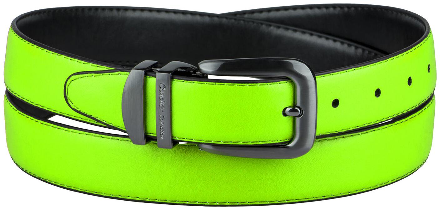 

CONCITOR Reversible Belt Solid Colors Black Bonded Leather Pewter-Tone Buckle