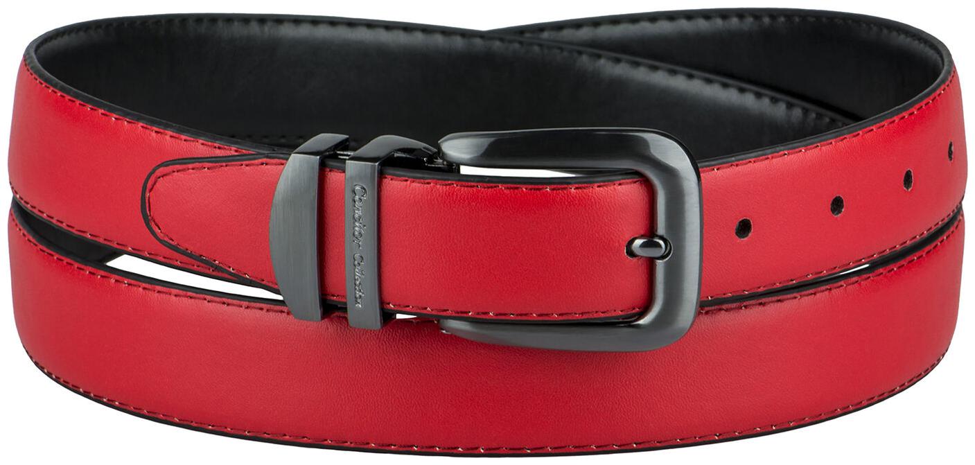 

CONCITOR Reversible Belt Solid Colors Black Bonded Leather Pewter-Tone Buckle