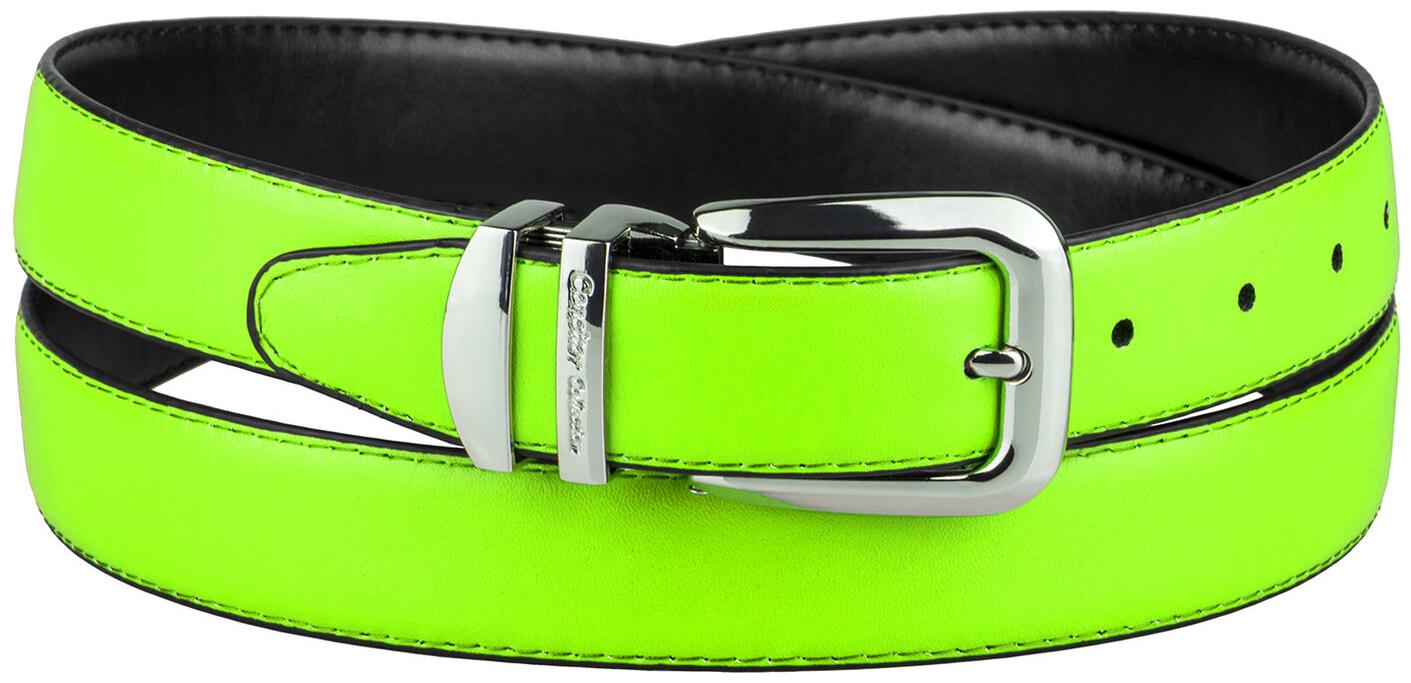 

CONCITOR Reversible Belt Solid Colors Black Bonded Leather Silver-Tone Buckle