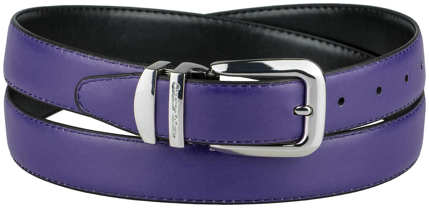 

CONCITOR Reversible Belt Solid Colors Black Bonded Leather Silver-Tone Buckle