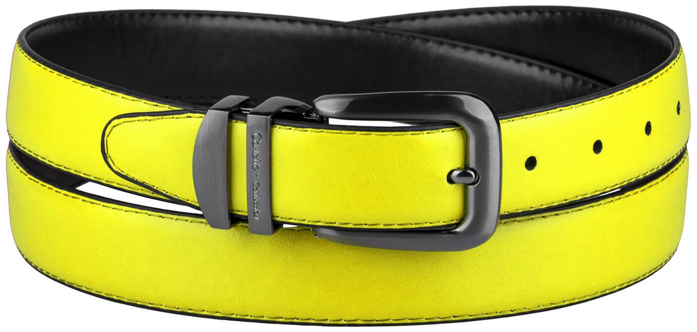

CONCITOR Reversible Belt Solid Colors Black Bonded Leather Pewter-Tone Buckle