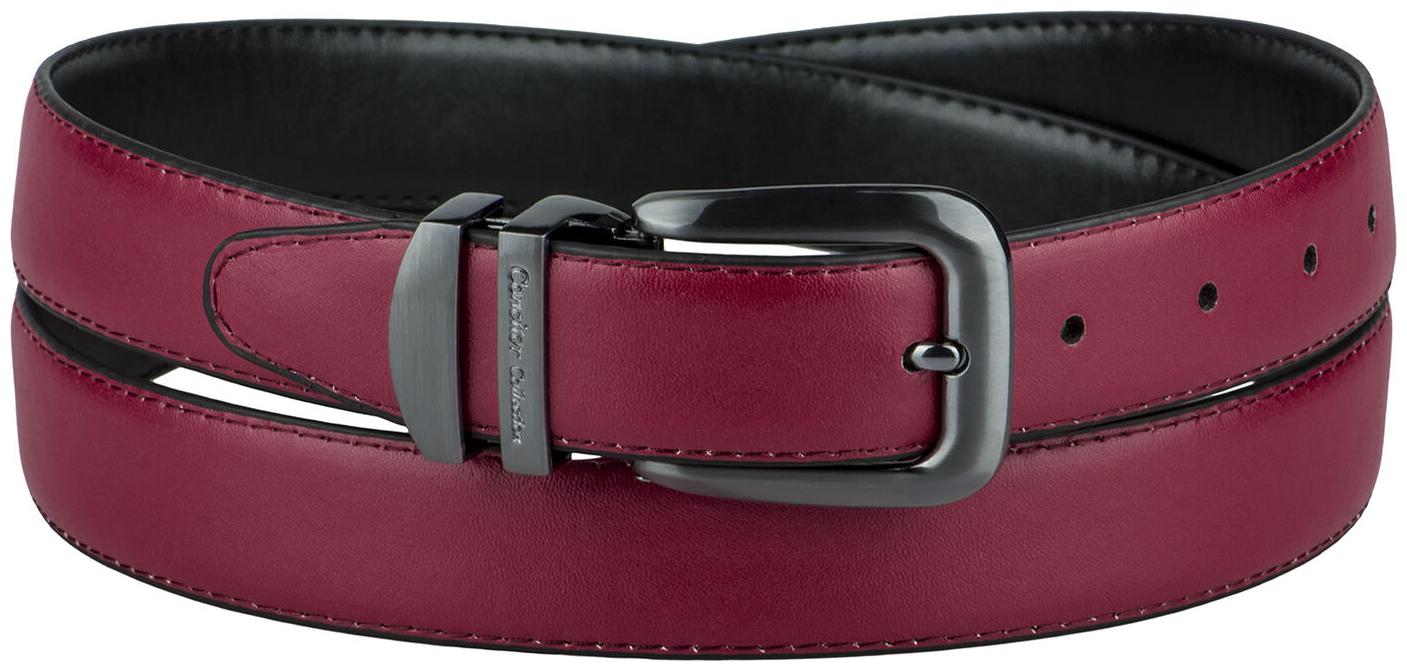 

CONCITOR Reversible Belt Solid Colors Black Bonded Leather Pewter-Tone Buckle