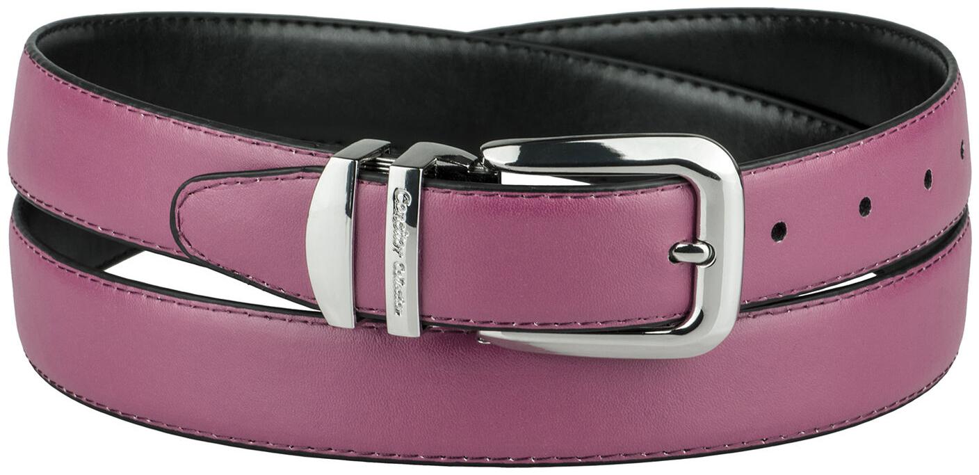

CONCITOR Reversible Belt Solid Colors Black Bonded Leather Silver-Tone Buckle