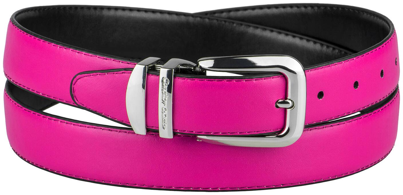 

CONCITOR Reversible Belt Solid Colors Black Bonded Leather Silver-Tone Buckle