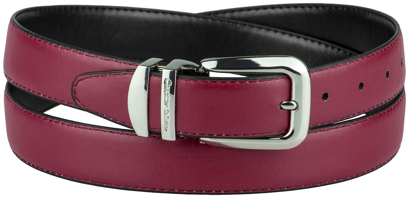 

CONCITOR Reversible Belt Solid Colors Black Bonded Leather Silver-Tone Buckle