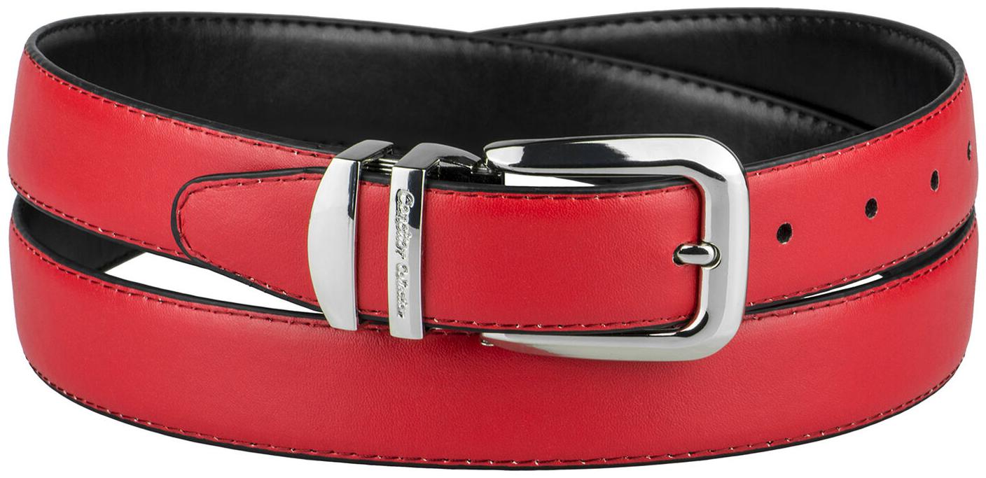 

CONCITOR Reversible Belt Solid Colors Black Bonded Leather Silver-Tone Buckle