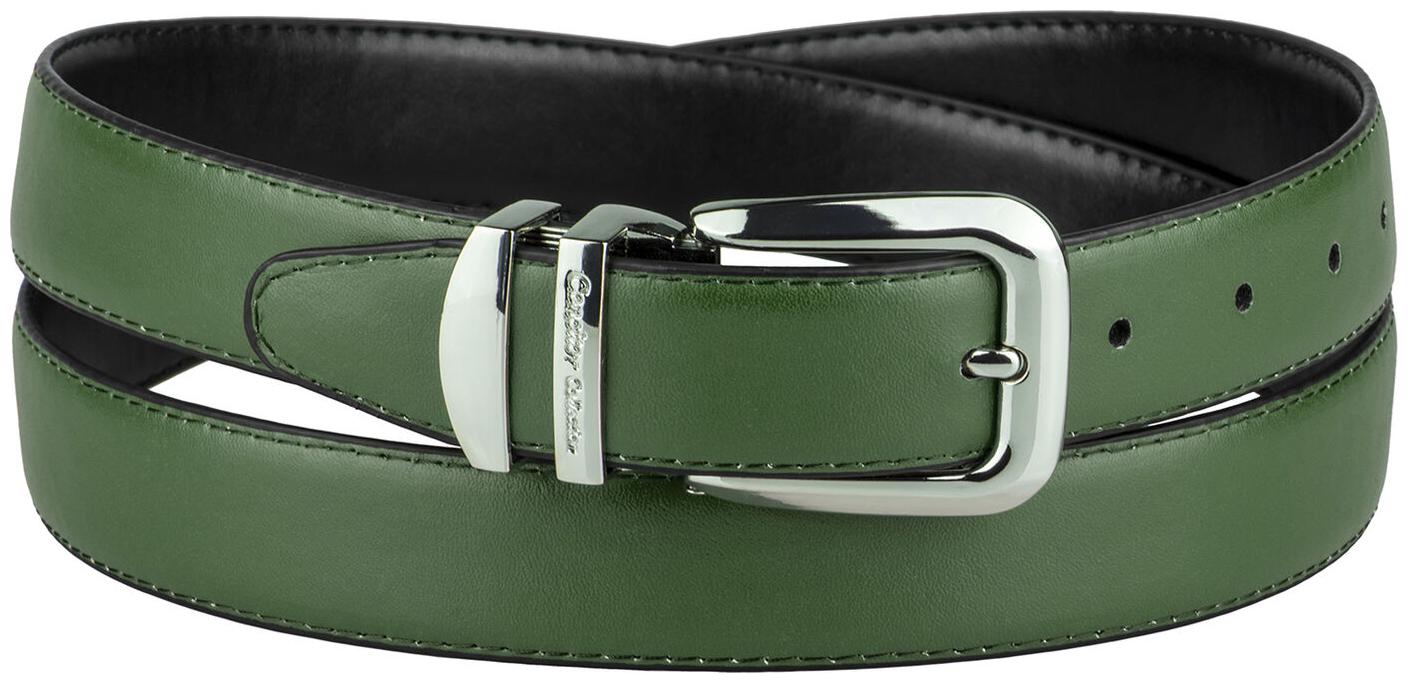 

CONCITOR Reversible Belt Solid Colors Black Bonded Leather Silver-Tone Buckle