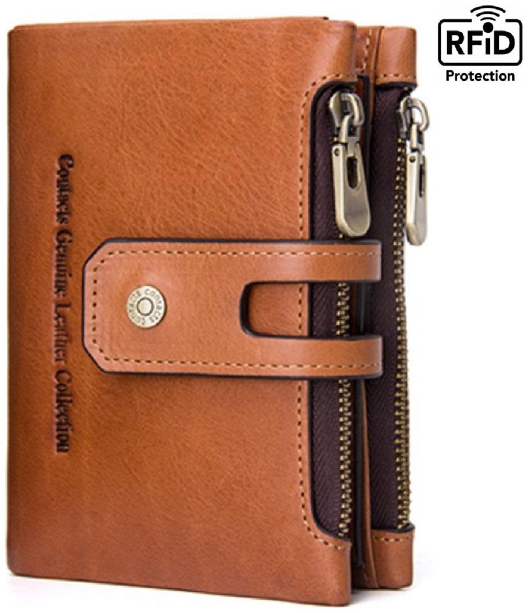 

CONTACTS Mens Genuine Leather RFID Blocking Wallet Beige