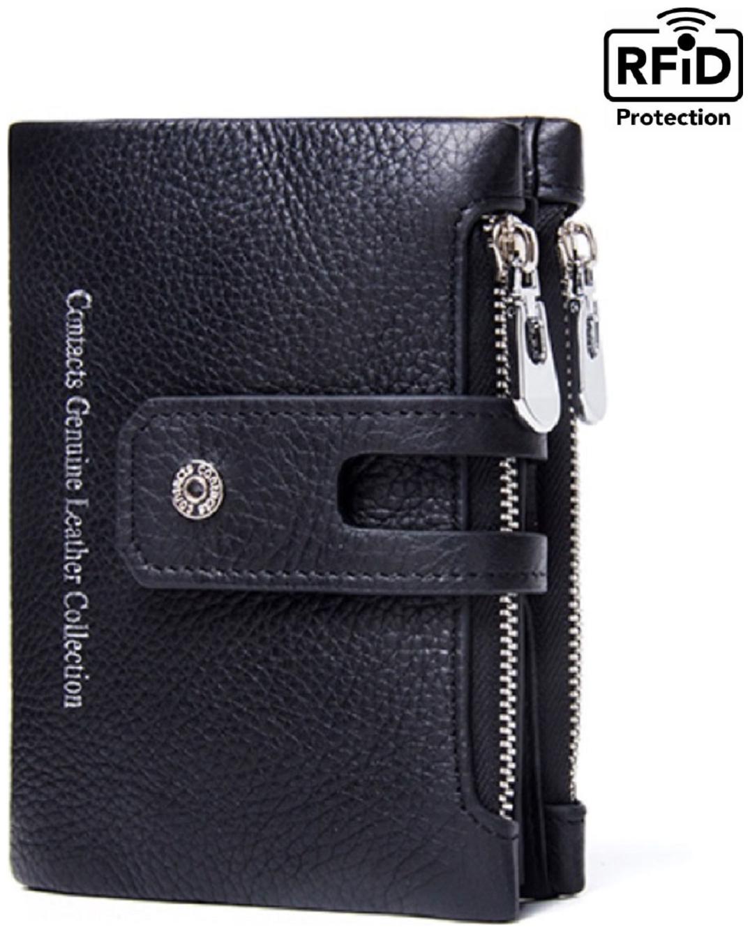 

CONTACTS Mens Genuine Leather RFID Blocking Wallet Black