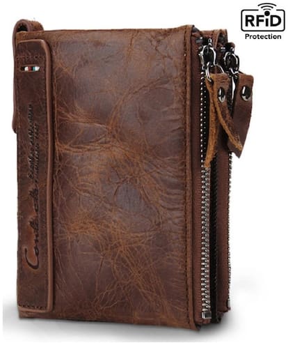 Contacts Men Brown Leather Bi-Fold Wallet
