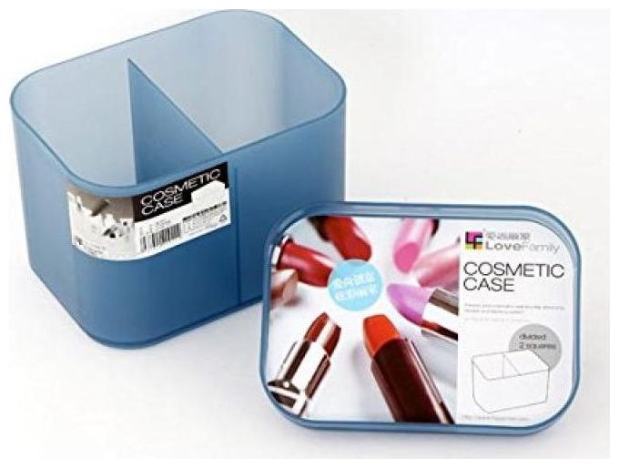 

Cosmetic Case 2-Divison Storage Container With White Lid Makeup Brush Holder-KQ-2030