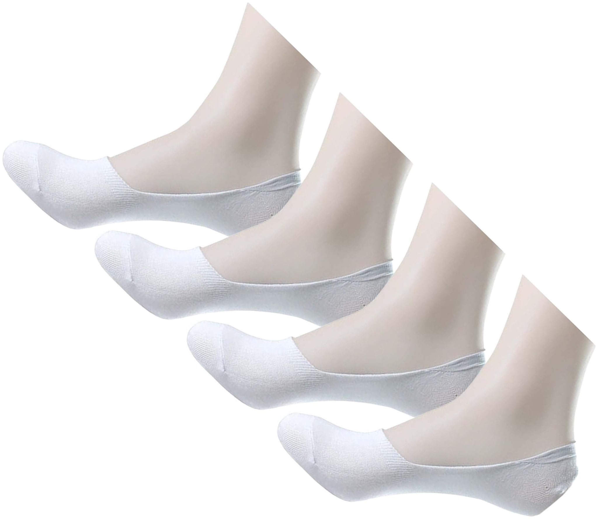 

COTSON Cotton Loafer Socks for Men with anti slip Silicon Grip -(White Pack of 4)