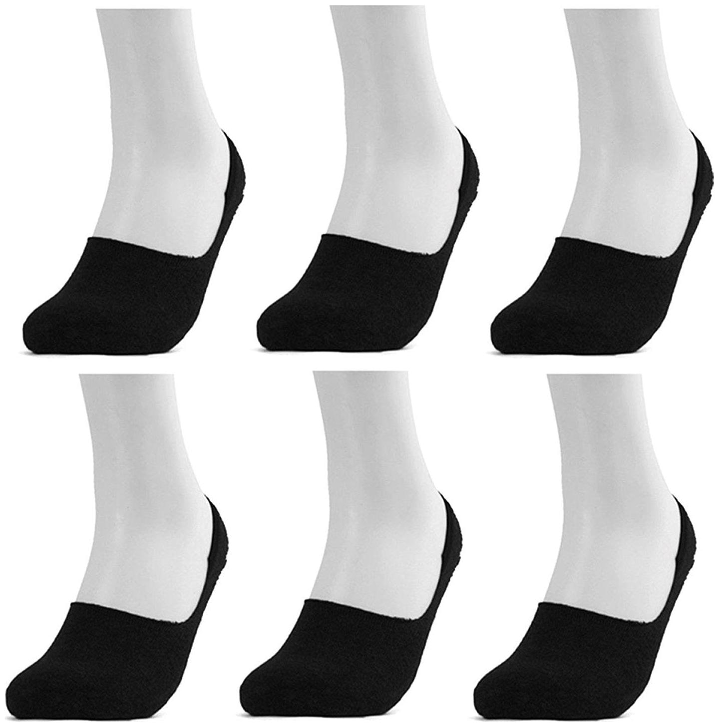 

COTSON Men Silicon Cotton Anti-slip Loafer Socks (Black Pack of 6)