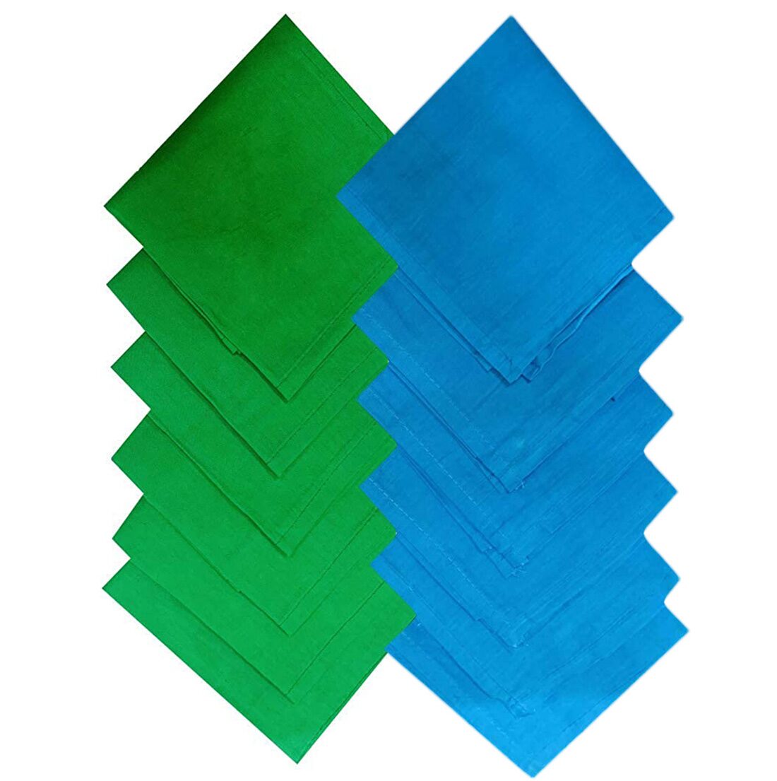 

Cotson Men s Green and Blue Solid Cotton Handkerchiefs Hanky -Set of 12