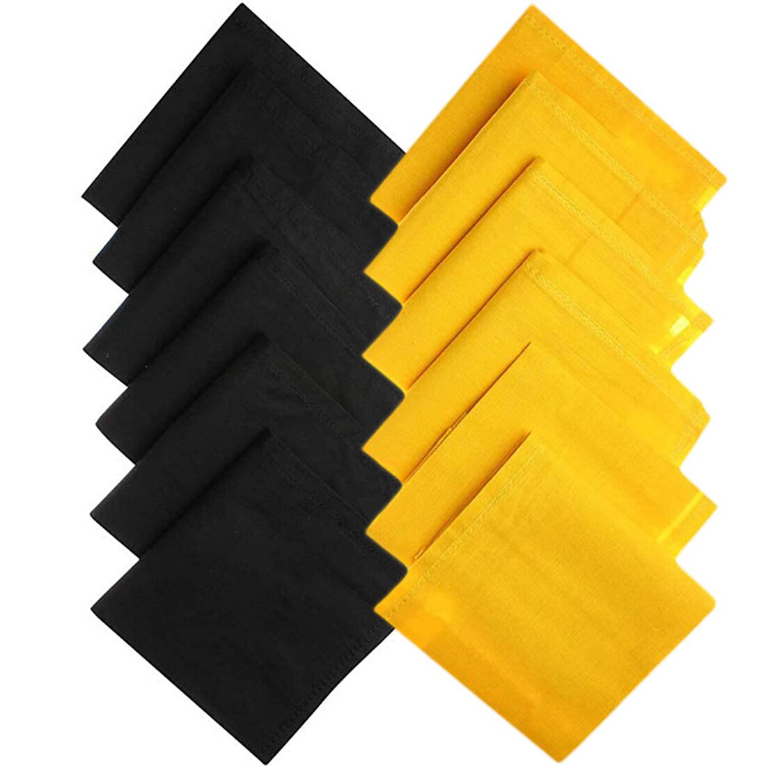 

Cotson Men s Black and Yellow Solid Cotton Handkerchiefs Hanky -Set of 12