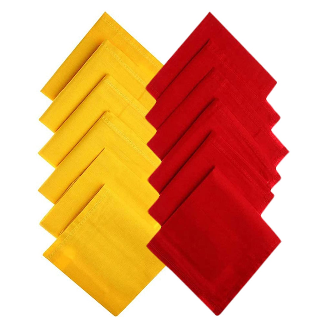 

Cotson Men s Yellow and Red Solid Cotton Handkerchiefs Hanky -Set of 12