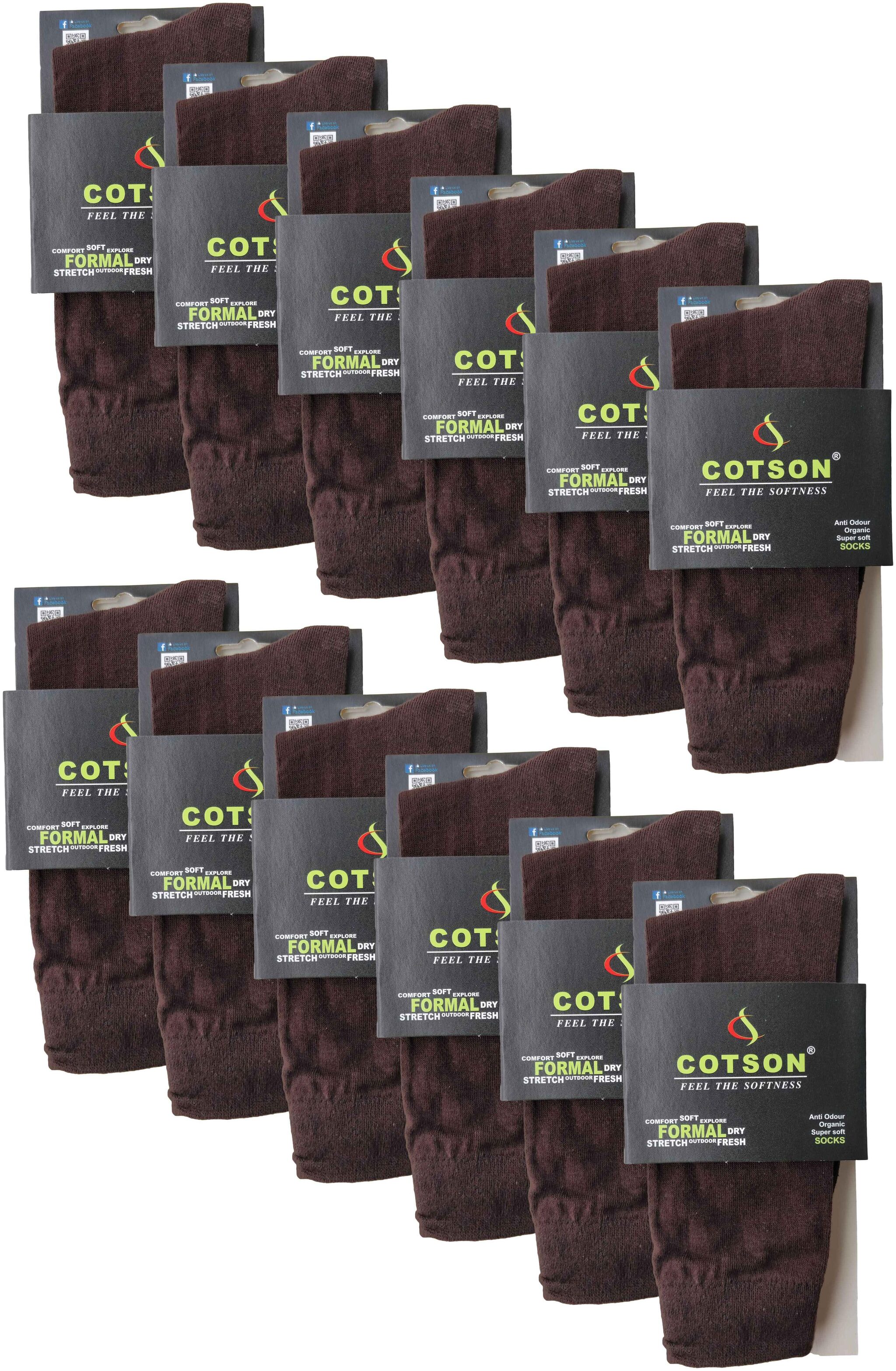 

COTSON Organic Cotton and Odourfree Men s Formal Socks Pack of 12 -(Brown)