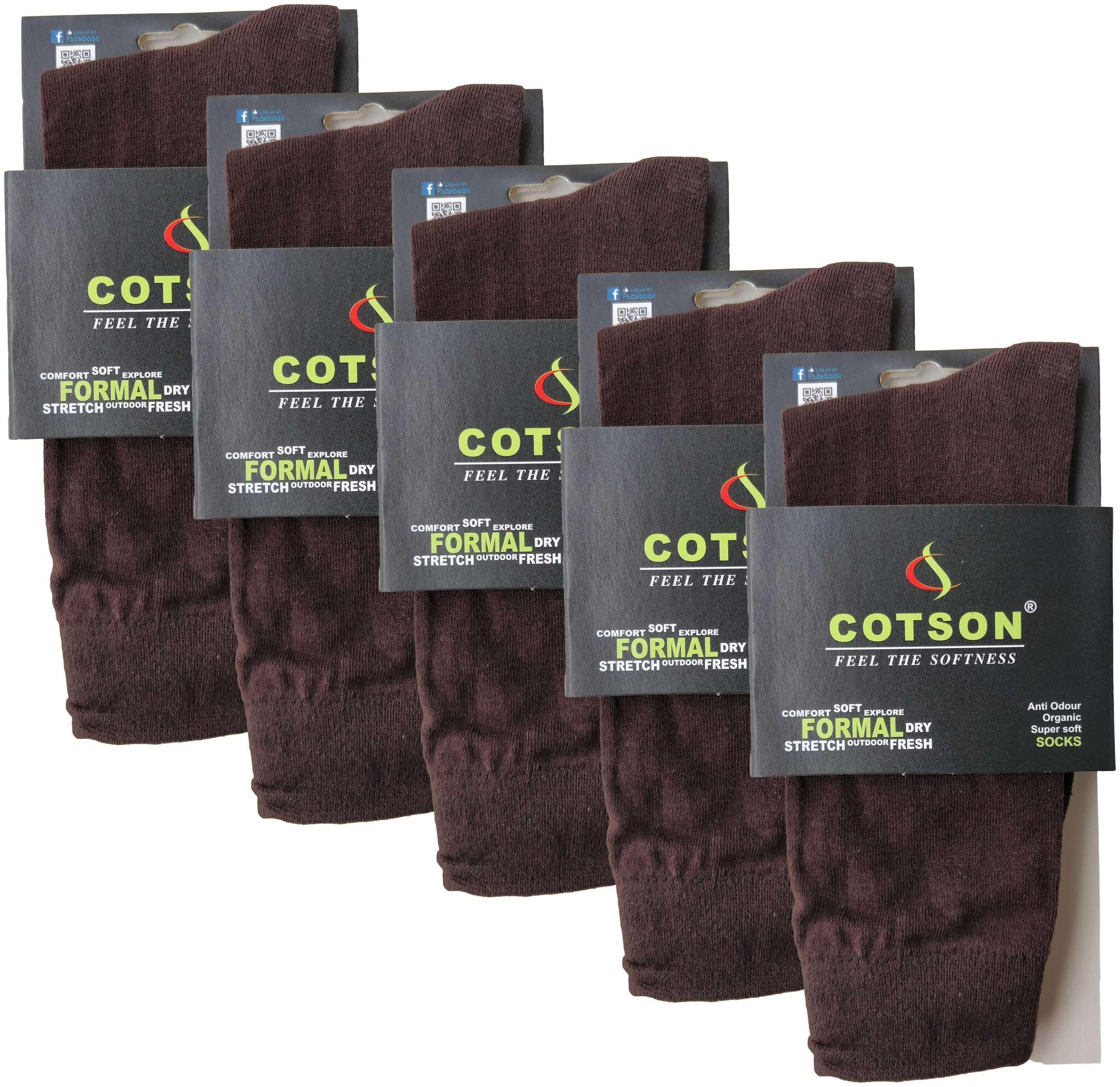 

COTSON Organic Cotton and Odourfree Men s Formal Socks Pack of 5 -(Brown)