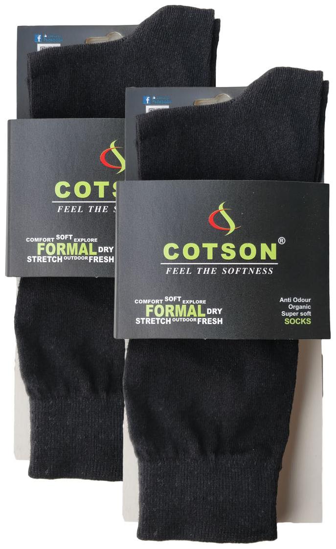 

Cotson Black Cotton Calf length socks ( Pack of 2 )