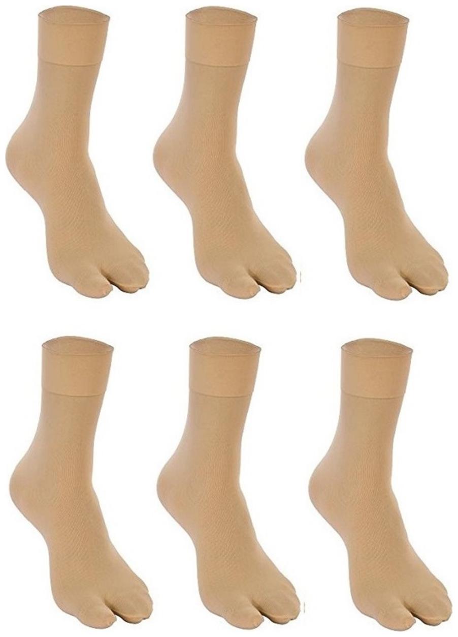 

Cotson Women s Beige Cotton Ankle Length Thumb Socks - Pack of 6
