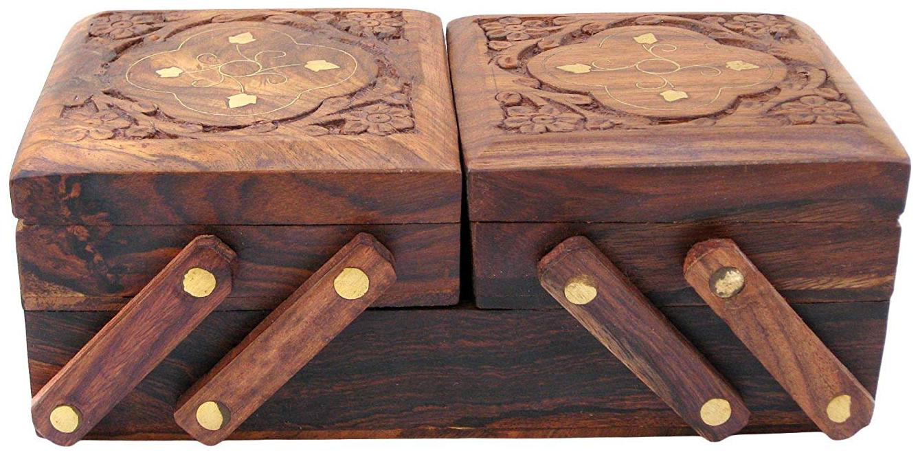 

CraftShoppee Jewellery Box for Women Wooden Flip Flap Handmade Gift 8 inch