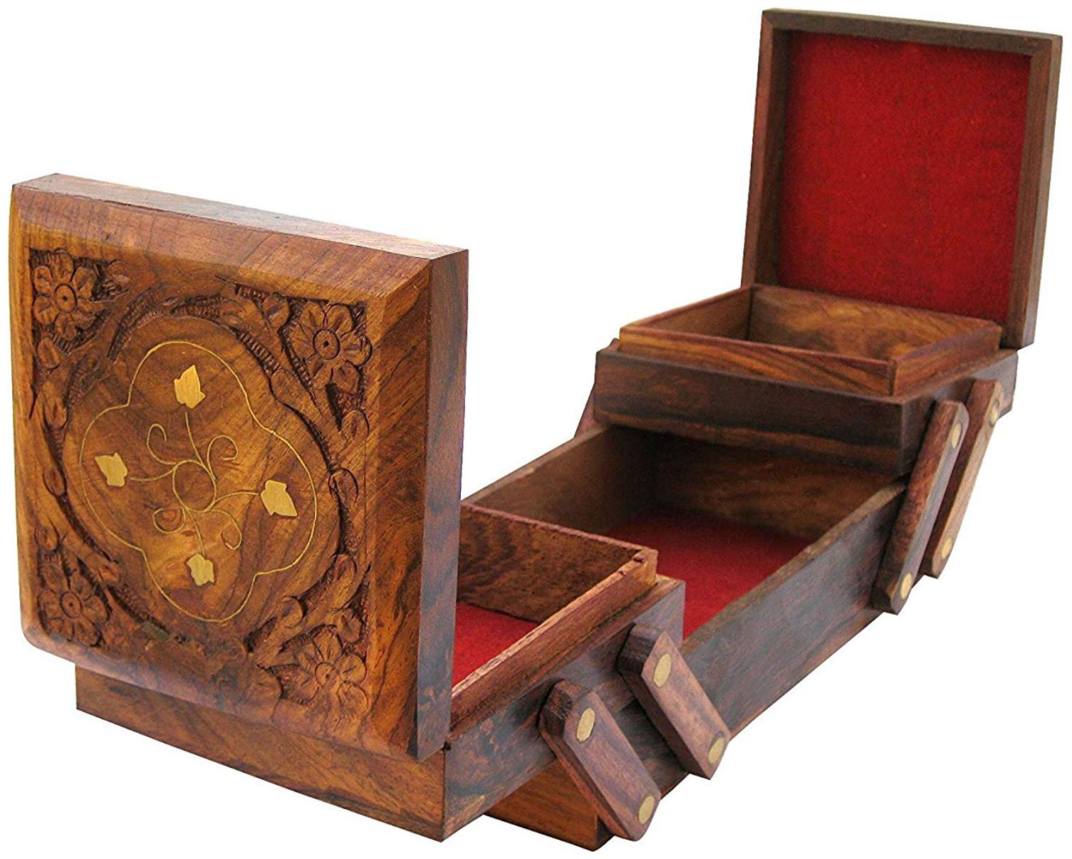 

CraftShoppee Handcraft Wooden Jewellery Box cum Storage Holder and Organiser