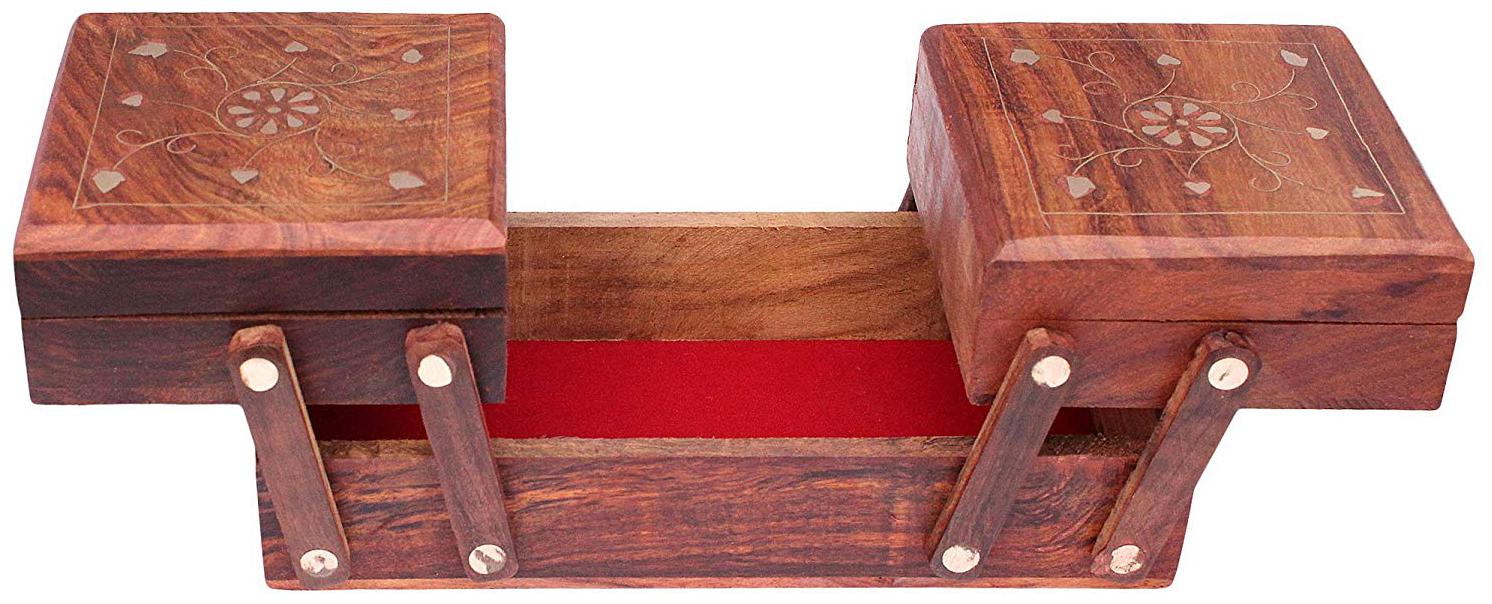 

CraftShoppee Wooden Jewellery Box for Women Flip Flap Handmade Gift 8 inch